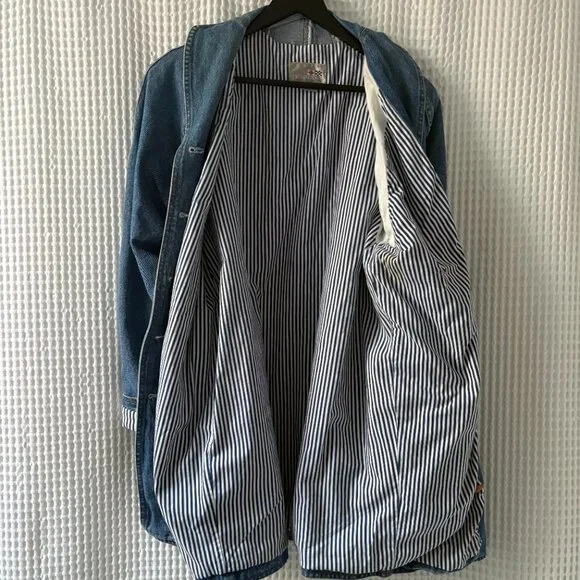 Vintage French Navy lined denim jacket chore coat workwear women's S [READ] - Picture 5 of 8